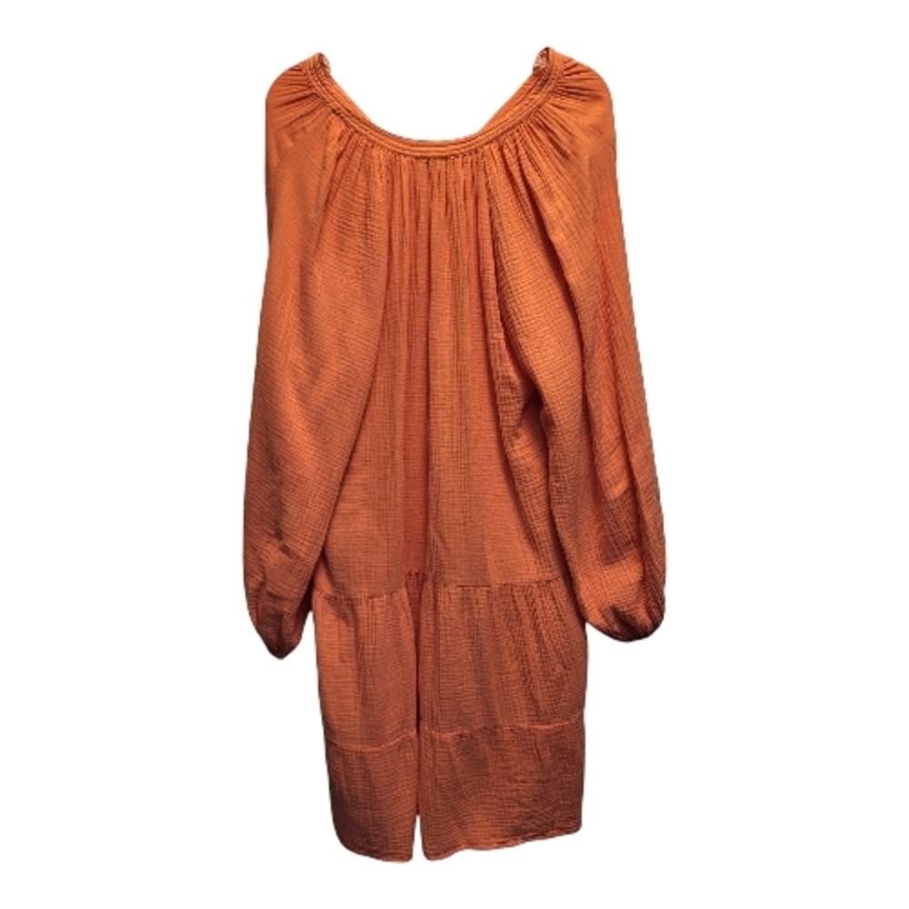 Rails Aureta Papaya Orange Gauze Tiered V-Neck Dress Organic Cotton - Size XL - Picture 4 of 7